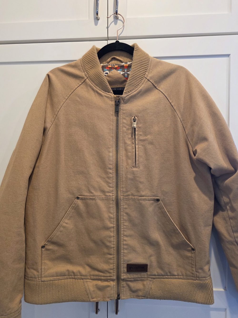 Pendleton Tan Bomber Jacket with Zip Pockets
